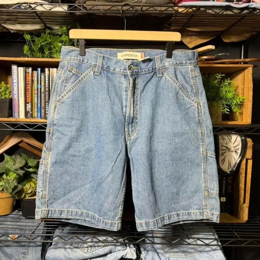 Vintage Y2K Levi's Carpenter Jean Shorts Blue Denim Baggy Skater Jorts Mens 34